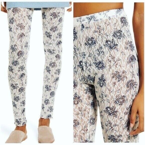 New Free People layered in lace legging ivory black Rococo - Picture 2 of 6